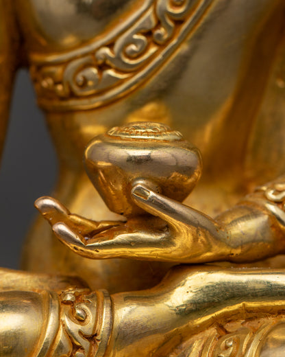 Hand-Carved Crowned Buddha Shakyamuni Statue