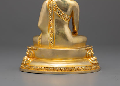 Hand-Carved Crowned Buddha Shakyamuni Statue