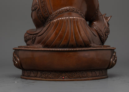 Back-View of Guru Rinpoche statue featuring hollow consecration chamber for mantras and relics