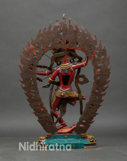 Back view of Kurukulla Dakini sculpture Himalayan ritual meditation decor