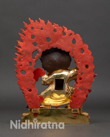 Back view of Mahakala Bernagchen statue handcrafted Nepalese protector sacred tantric sculpture