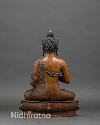 Back view of Vairocana Buddha altar statue highlighting lotus base and traditional craftsmanship