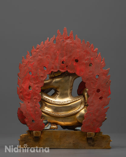 Back-view of Traditional Himalayan Dorje Legpa Statue with Acrylic Color
