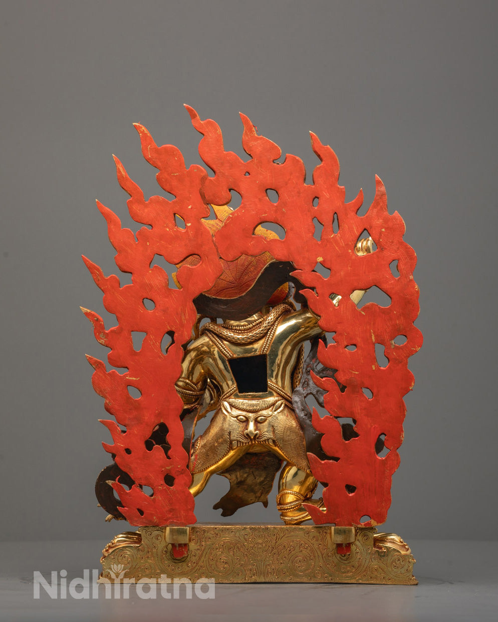 Back-view of Vajrapani Statue with hollow chamber feature for mantra filling