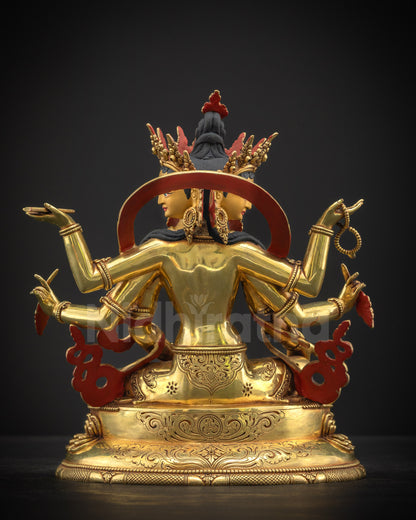 Vasudhara Statue Masterpiece back view showing double-layered lotus seat and swirling robes