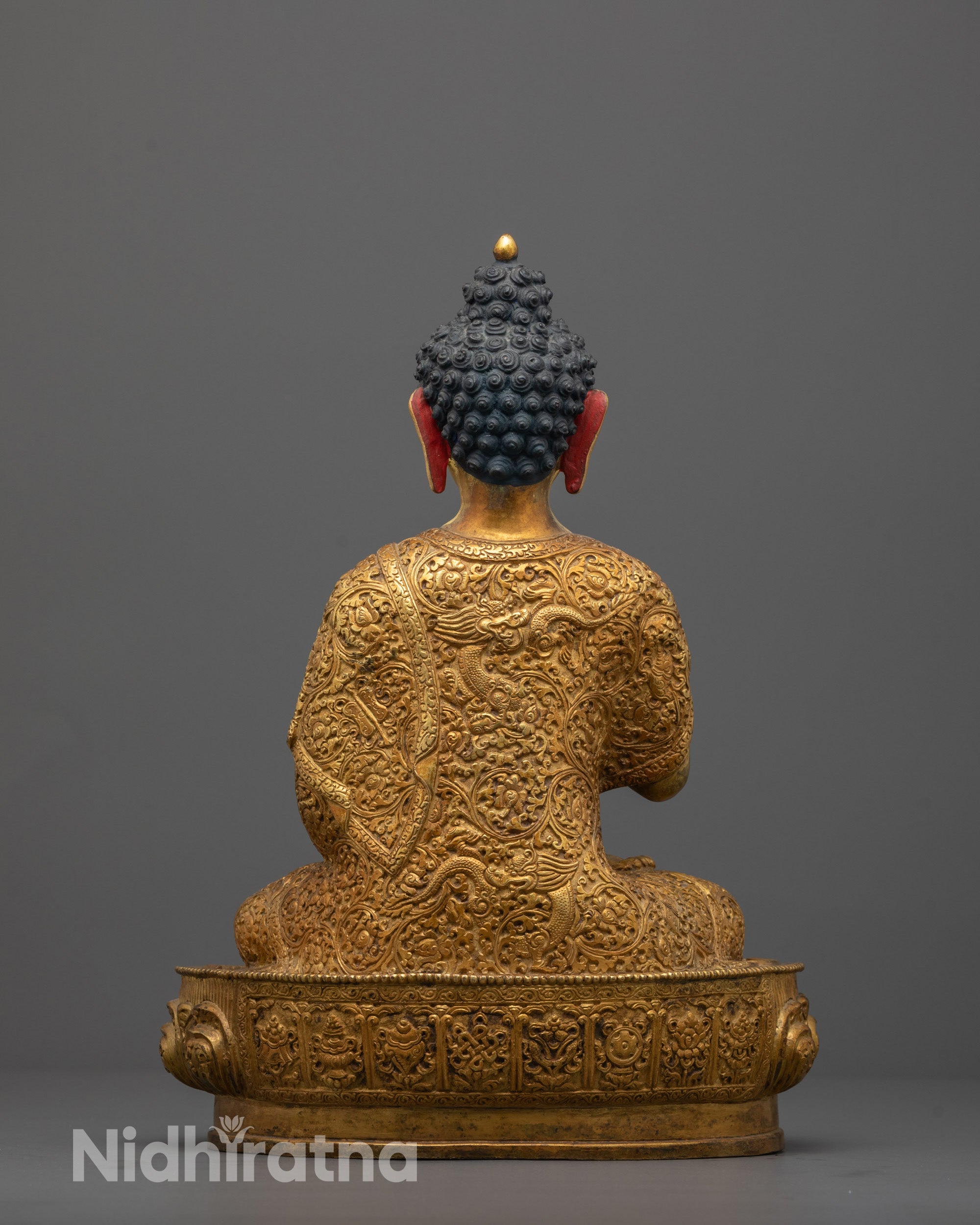 Back View of 24k Gold Gilded Amoghasiddhi Buddha Statue