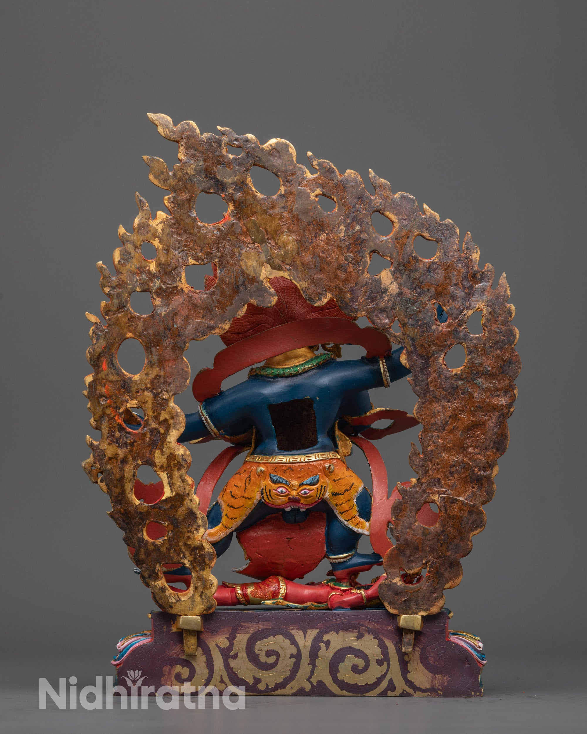 Back View of Four-Armed Vajrapani Statue Showcasing Detailed Himalayan Craftsmanship