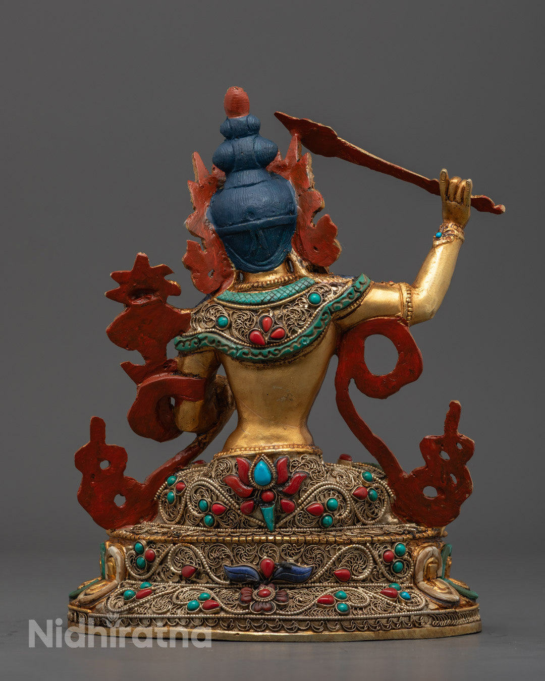 Manjushri Statue Showing Intricate Lost Wax Craftsmanship from Nepal