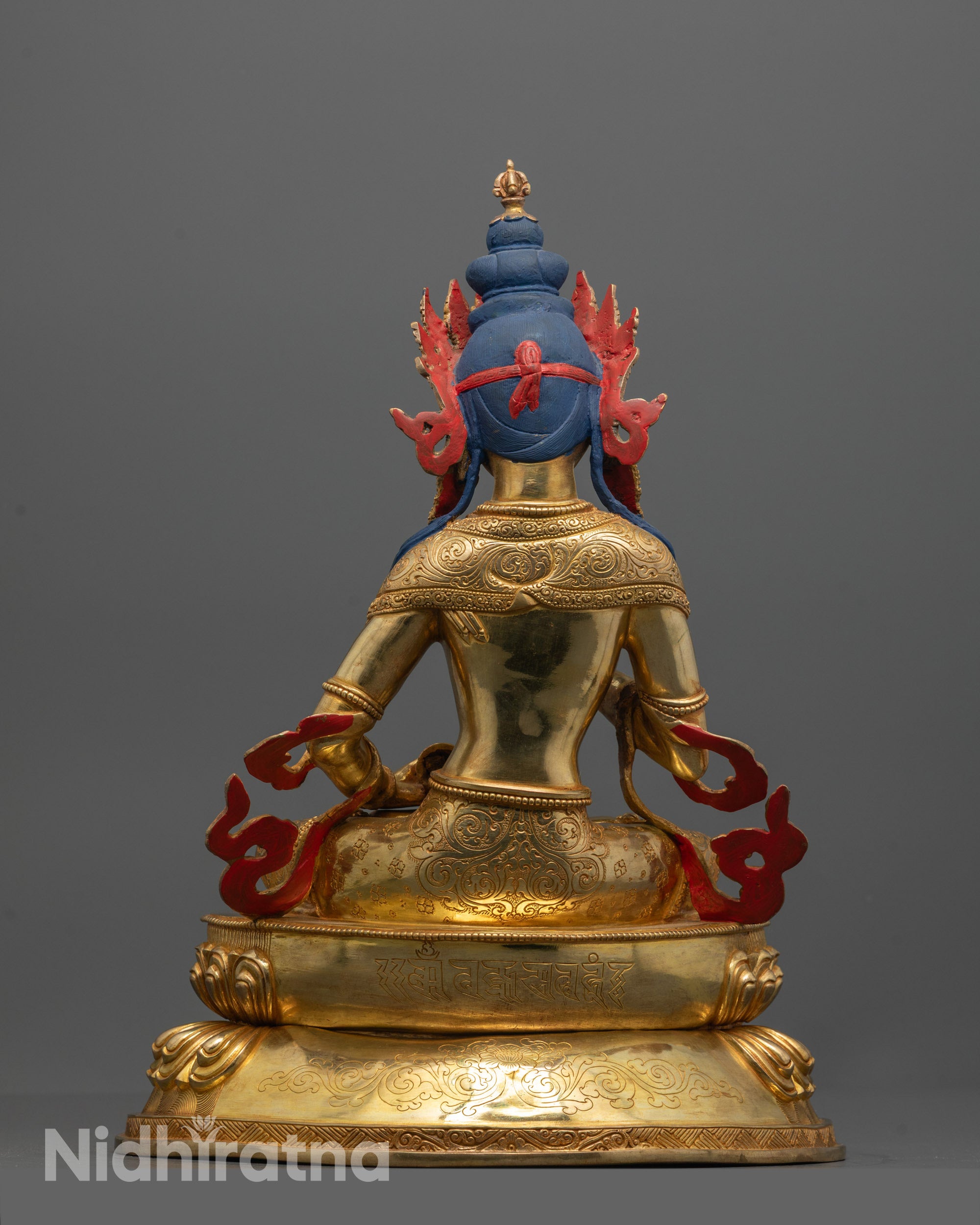 Back View of Nepalese Vajrasattva Statue with Sacred Detailing