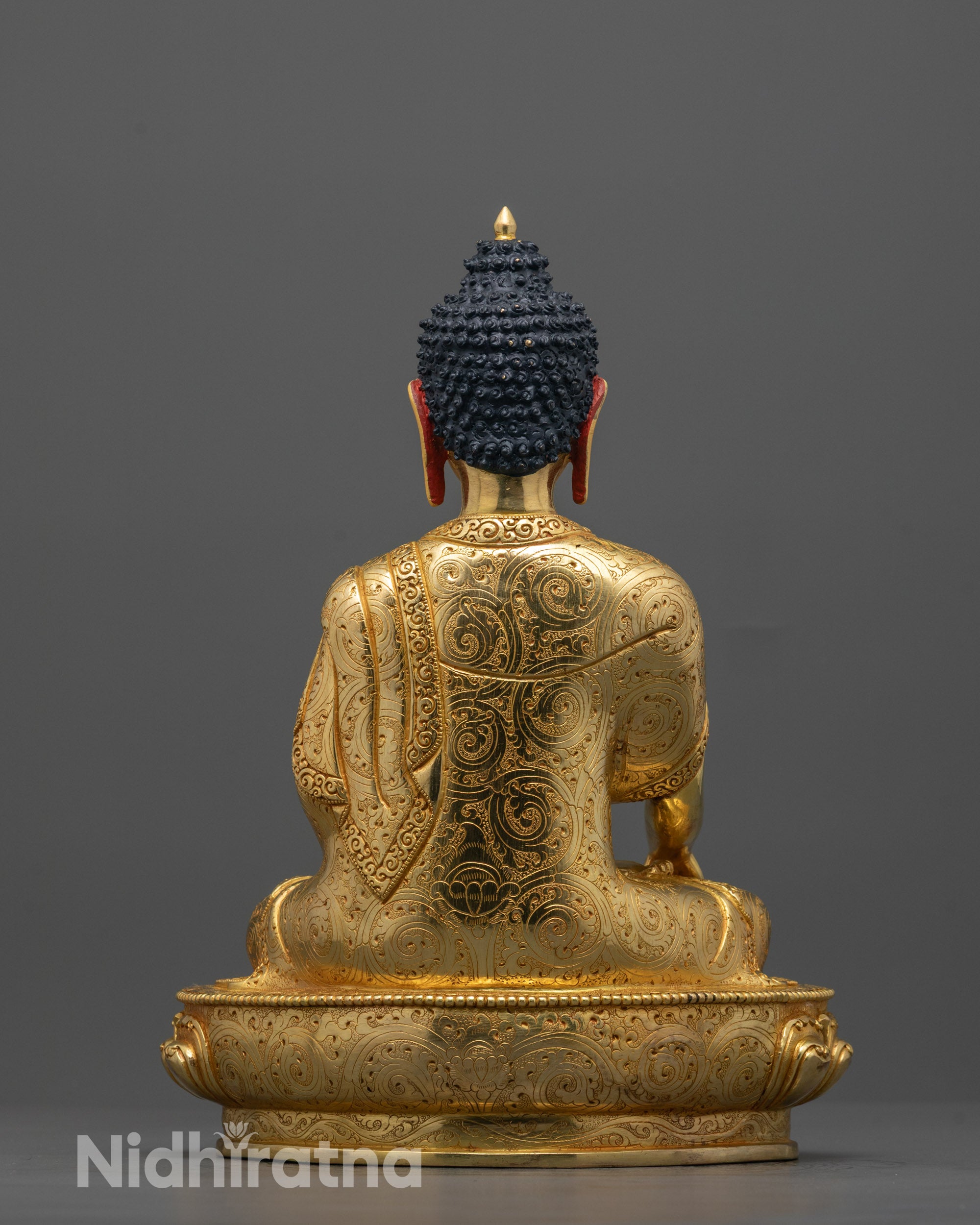 Back View of Shakyamuni Buddha Statue Highlighting Artisan Carved Details