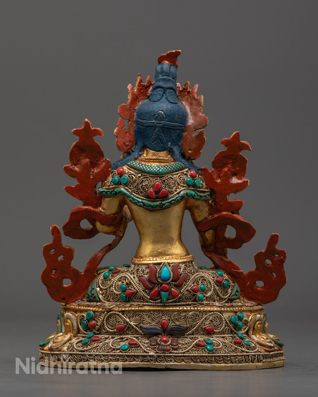 White Tara Statue Showing Hollow Base for Mantra Filling – Traditional Lost Wax Method Craftsmanship
