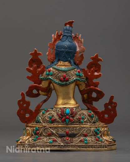 White Tara Statue Showing Hollow Base for Mantra Filling – Traditional Lost Wax Method Craftsmanship