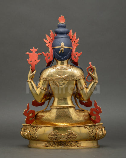 Back of Chenrezig Statue showing lotus seat and carved vajra detail
