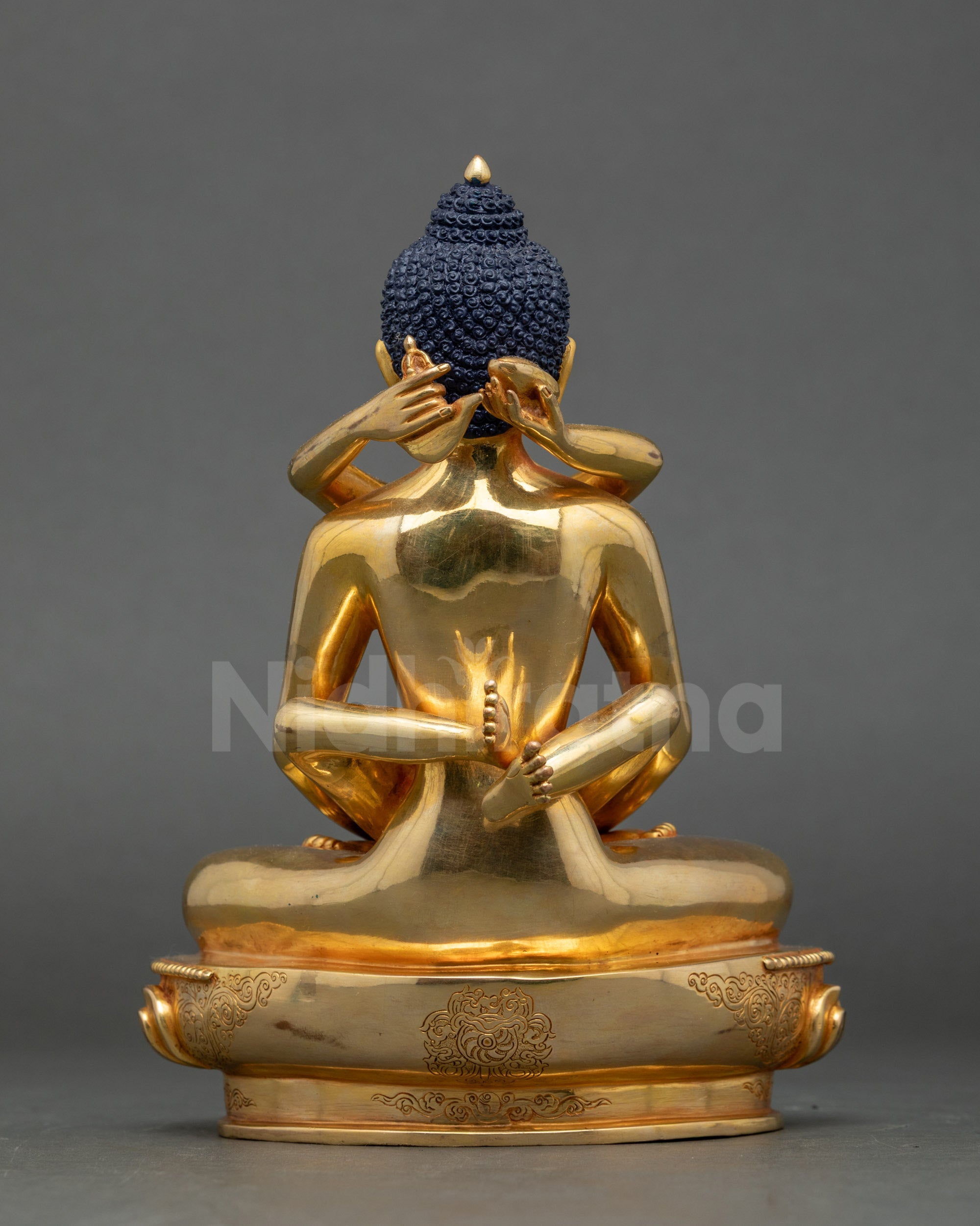 Back of Samantabhadra Buddha Statue engraved with Lantsa Buddhist mantra Nepal