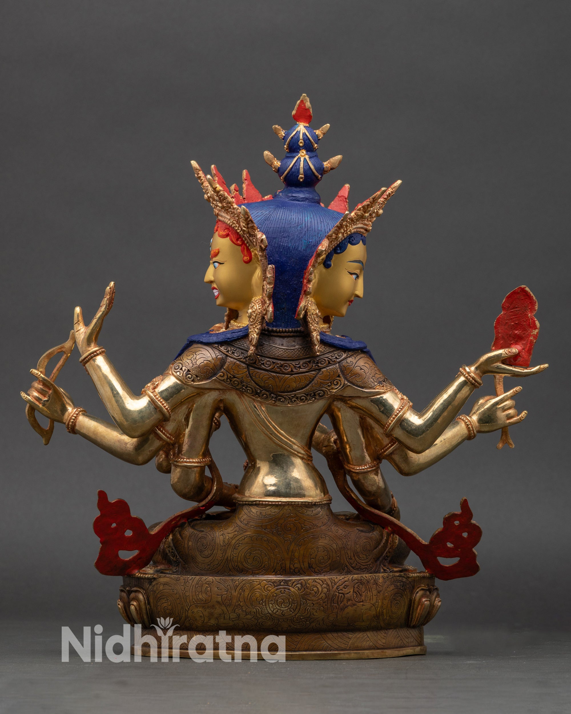 Back view 14-inch Dakini Namgyalma sculpture | gold and hand-painted finish | spiritual décor
