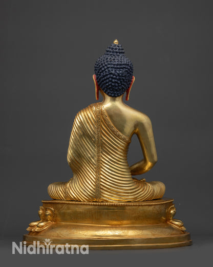 Back view Amitabha Buddha statue with engraved Om Ami Deva Hrih mantra