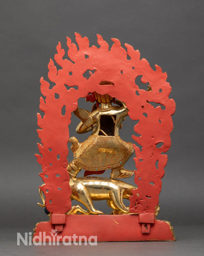 Back view – Back of Dorje Drolo statue with engraved lotus throne and detailed robe craftsmanship