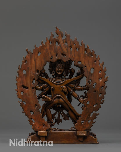 Back view Chakrasamvara standing on lotus seat with blazing aura and fine details