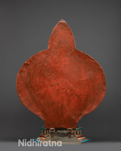 Back view Chenrezig Statue displaying intricate patterns and 11 tiered crowns