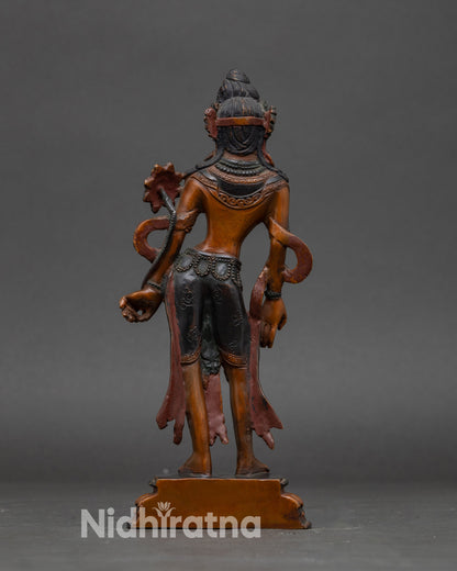 Back view Chenrezig statue highlighting Newari craftsmanship and carved motif details on robes