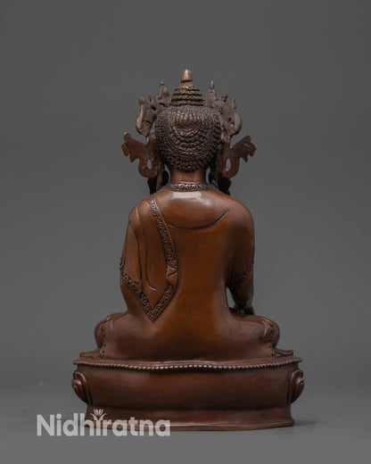 handcrafted oxidized copper Buddha statue