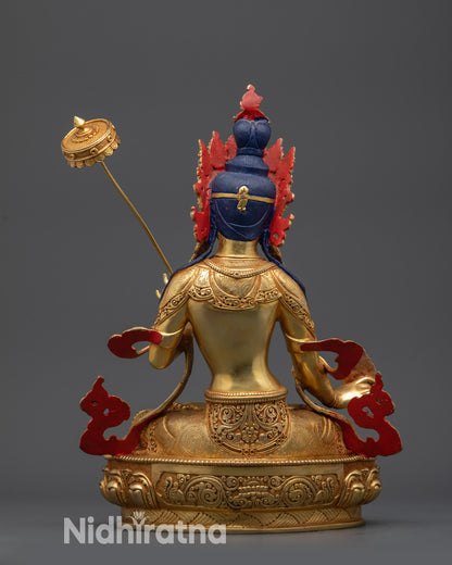 Back view Dukar Statue with detailed umbrella carving and stone adornments