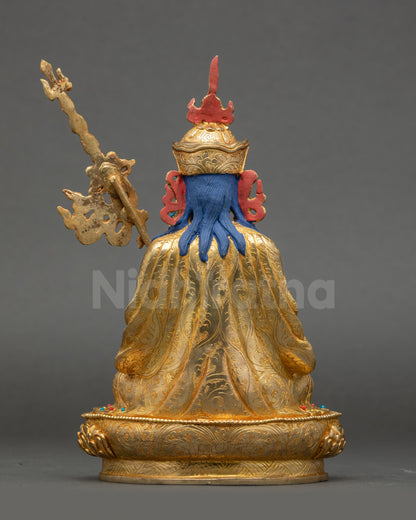 Back view Guru Tsokye Dorje statue Newari handcrafted Himalayan Buddhist art