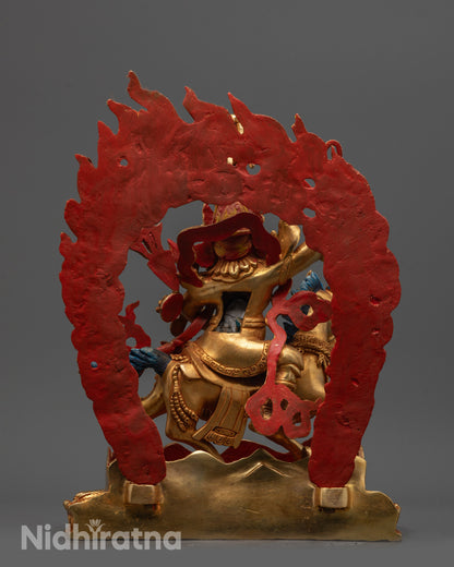Back view King Gesar Statue highlighting intricate armor and lotus base details