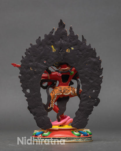 Back view Kurukulla sculpture wisdom fire halo handmade Patan Nepal art