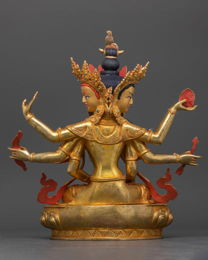 Back view Namgyalma statue lotus seat floral carvings Tibetan Buddhist art