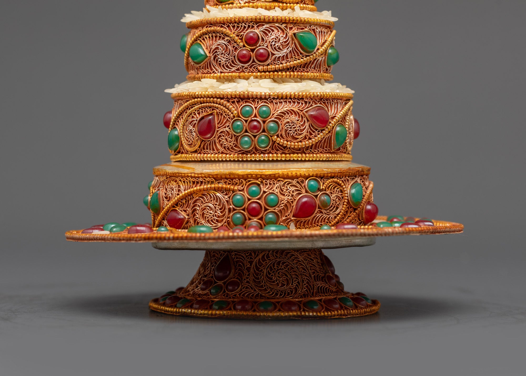 Back view Sacred 3 Inch Mandala copper body with detailed floral pattern engraving