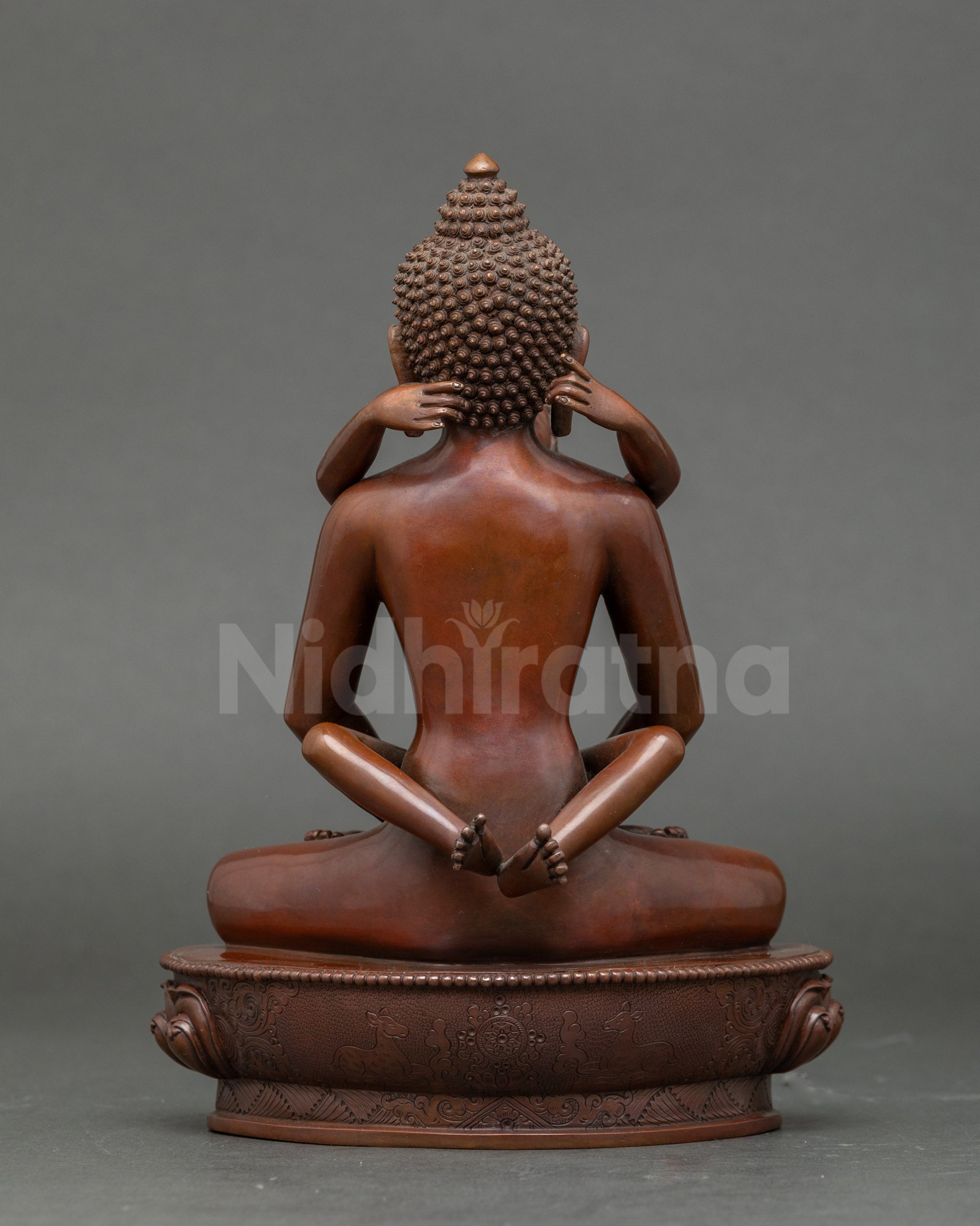 Back view Samantabhadra and Consort handcrafted Nepalese copper Buddha deity statue