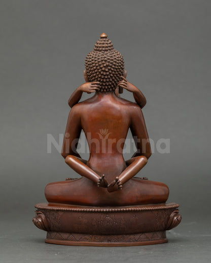 Back view Samantabhadra and Consort handcrafted Nepalese copper Buddha deity statue