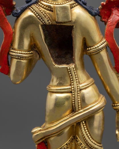 Back view Sarvanivarana Vishkambhin from Eight Bodhisattvas set with ornate halo and jewels