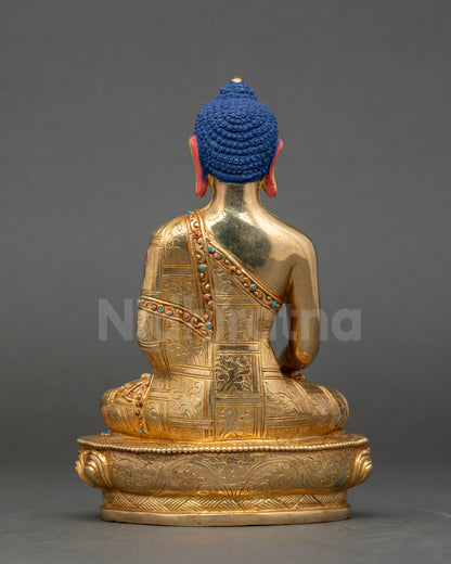 Back view Shakyamuni Buddha Nepalese Buddhist statue, spiritual décor artwork