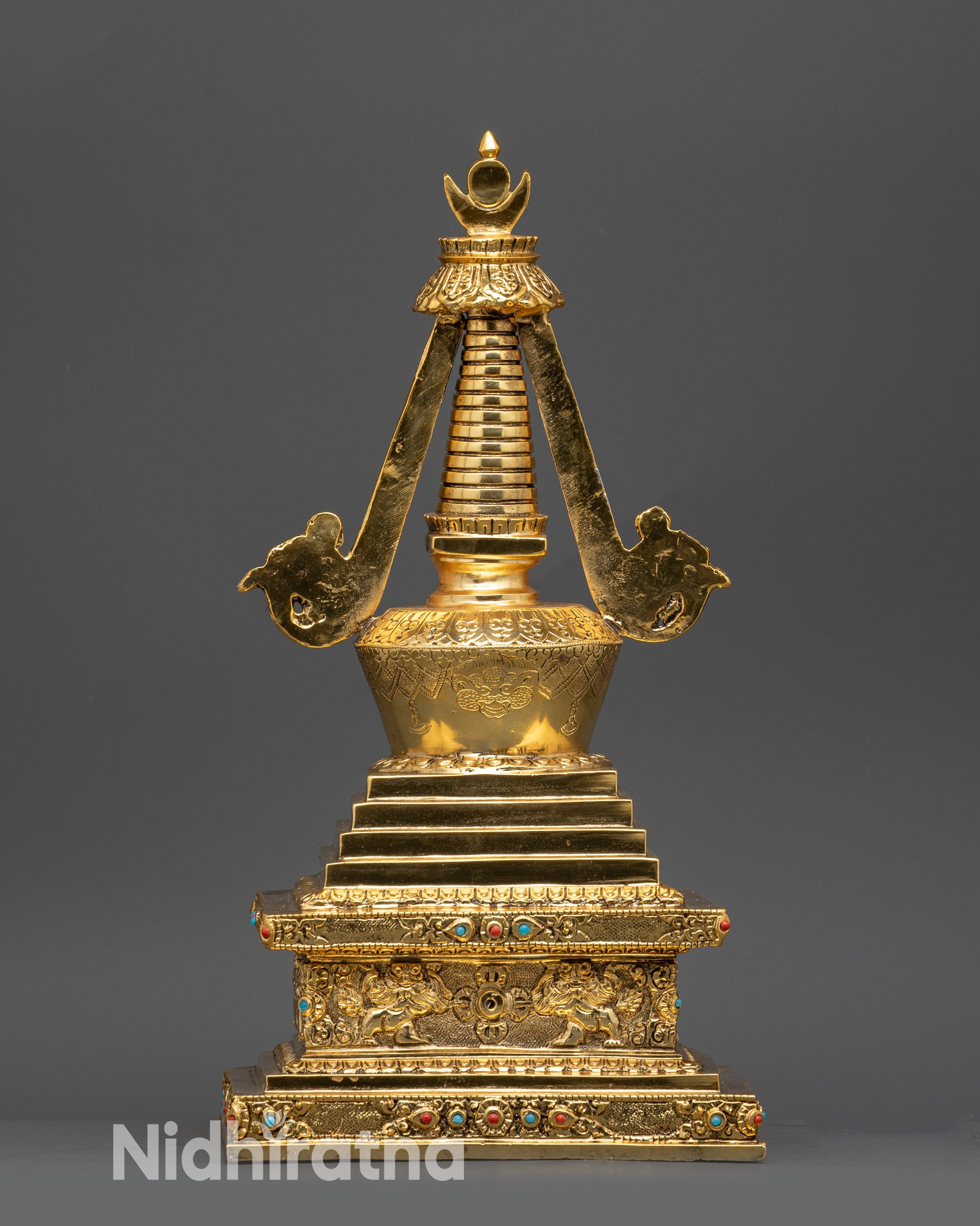 Back view Shakyamuni Buddha Stupa traditional Tibetan Buddhist stupa for sacred spaces