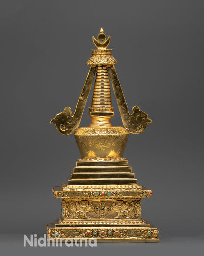 Back view Shakyamuni Buddha Stupa traditional Tibetan Buddhist stupa for sacred spaces