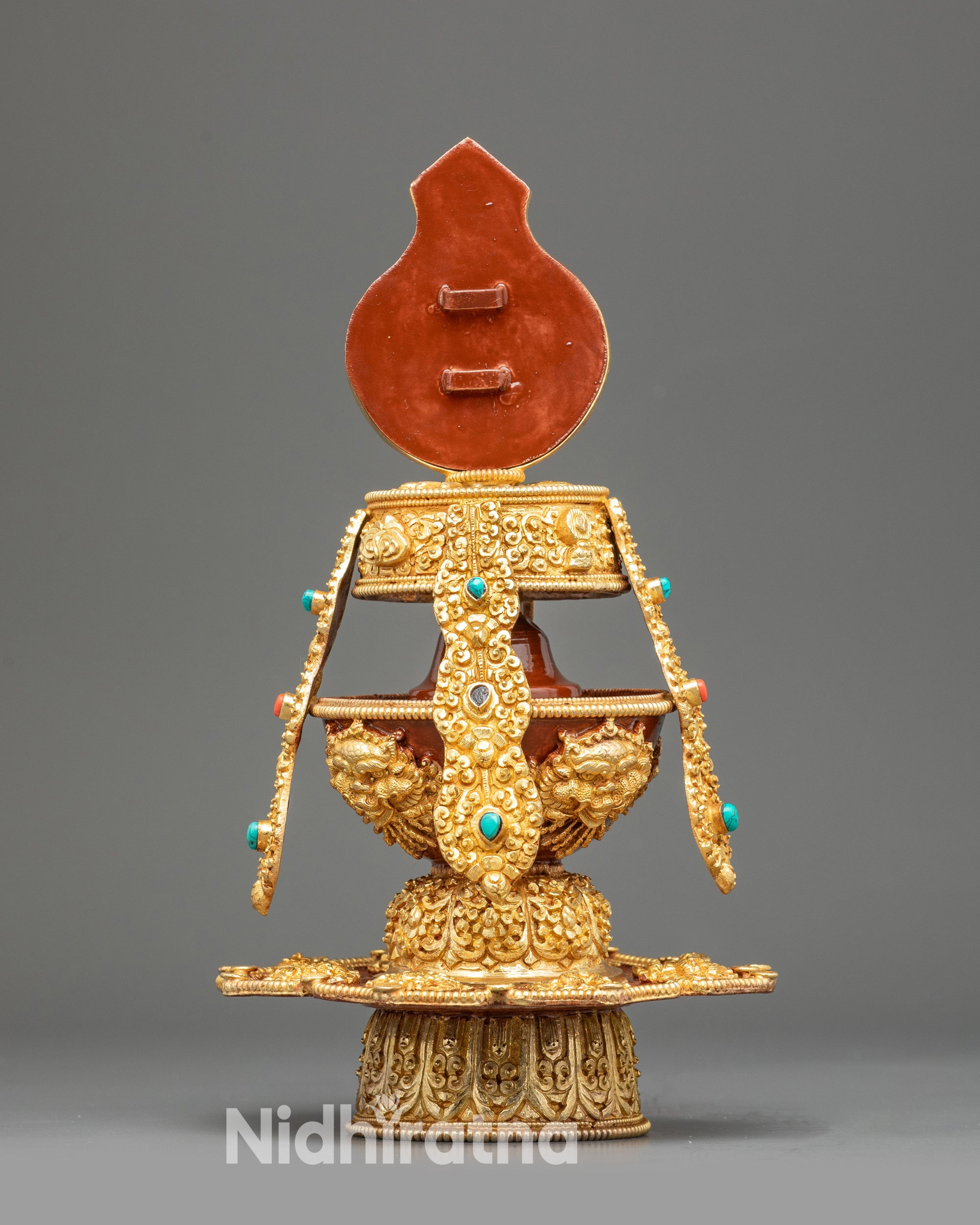 Back view Tibetan Kalasha Che Bhumba Vase for altar rituals and spiritual offerings