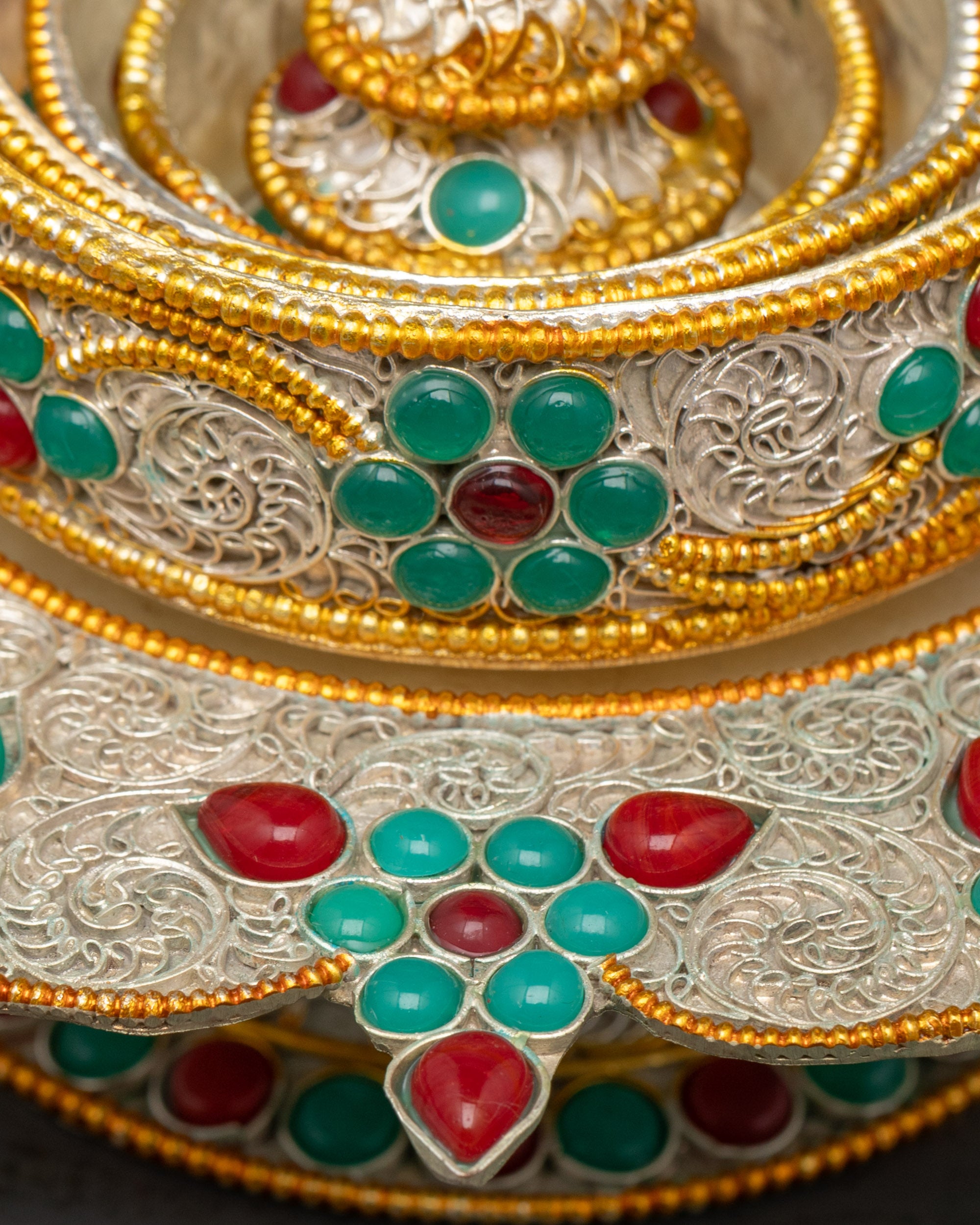 Back view Tibetan Mandala 3 inch handcrafted with intricate gemstone inlay