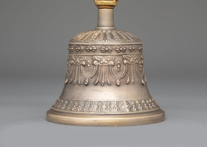 Back view bronze bell and copper Vajra | Himalayan ritual tools for altars and sacred rituals