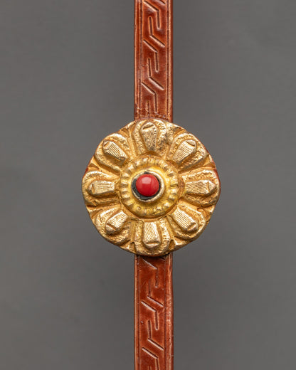 Back view engraved Conch Shell on Tibetan ceremonial spoon handle