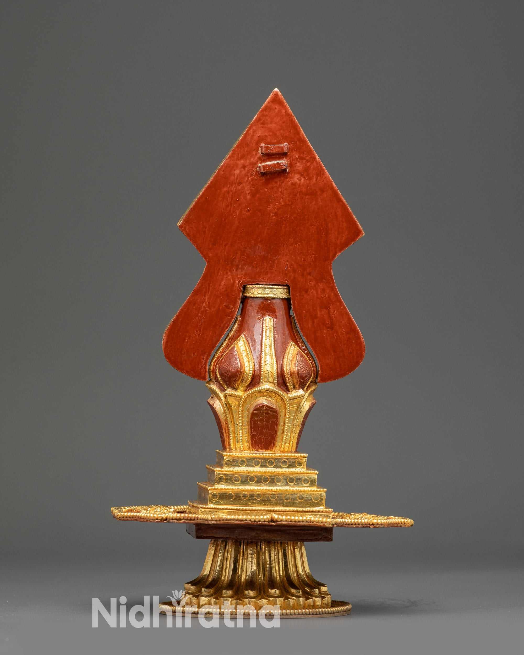 Back view handcrafted Himalayan Torma ceremonial object for Buddhist rituals