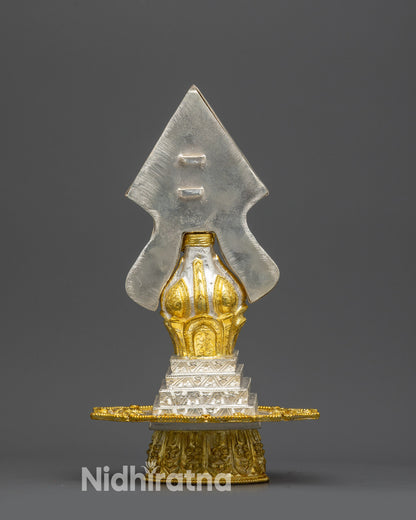 Back view handcrafted Tibetan Torma offering used for deities protectors and healing rites