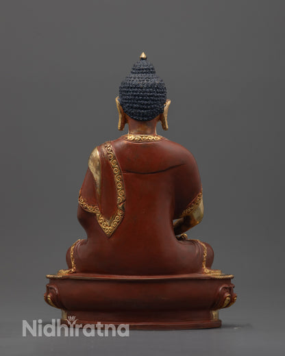 Back view highlighting detailed throne and full-body carvings on Amitabha Buddha Statue
