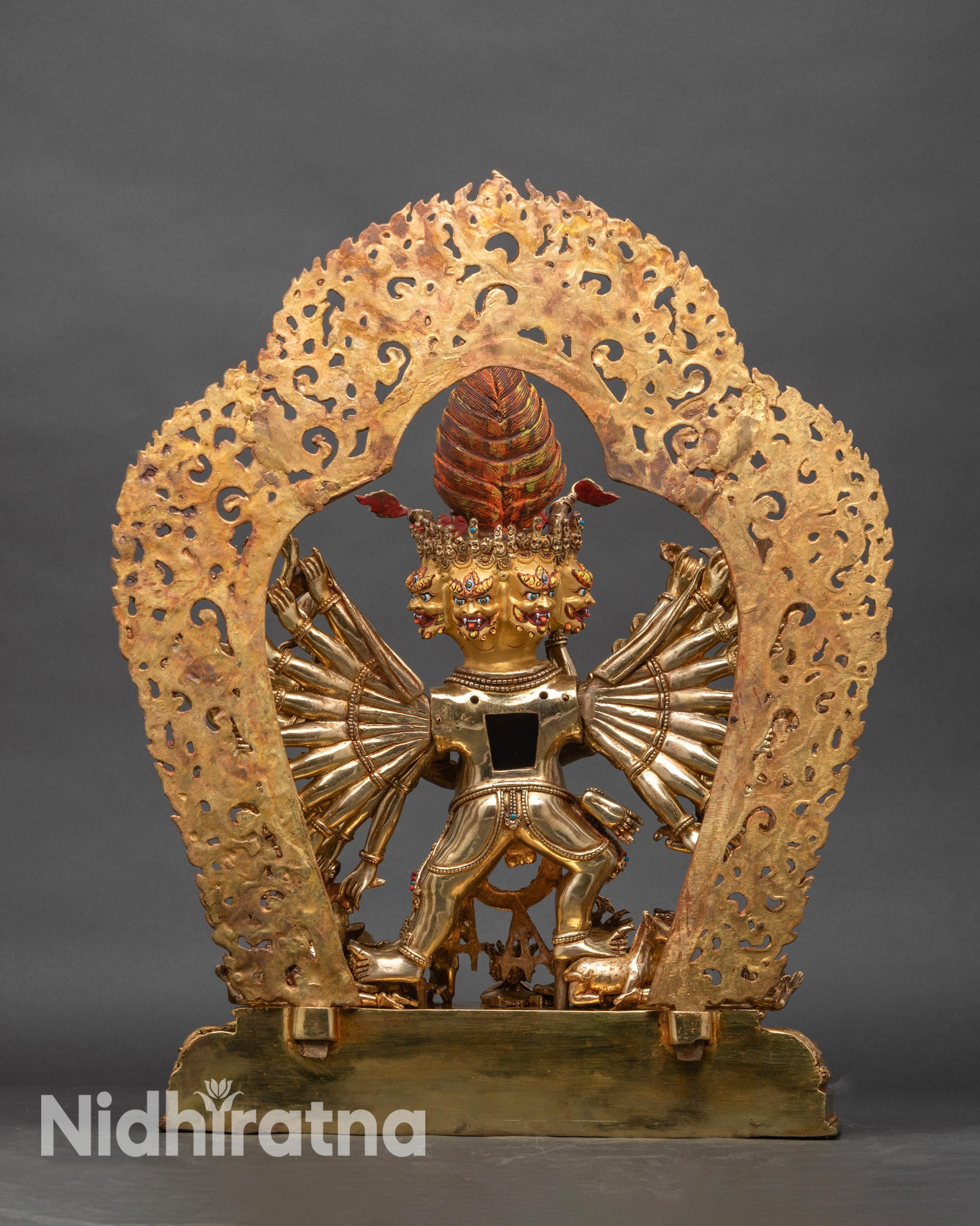 Back view lotus seat and intricate detailing Yamantaka Tibetan Buddhist deity