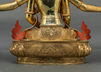 Back view lotus throne featuring an intricate Garuda carving Himalayan sculpture