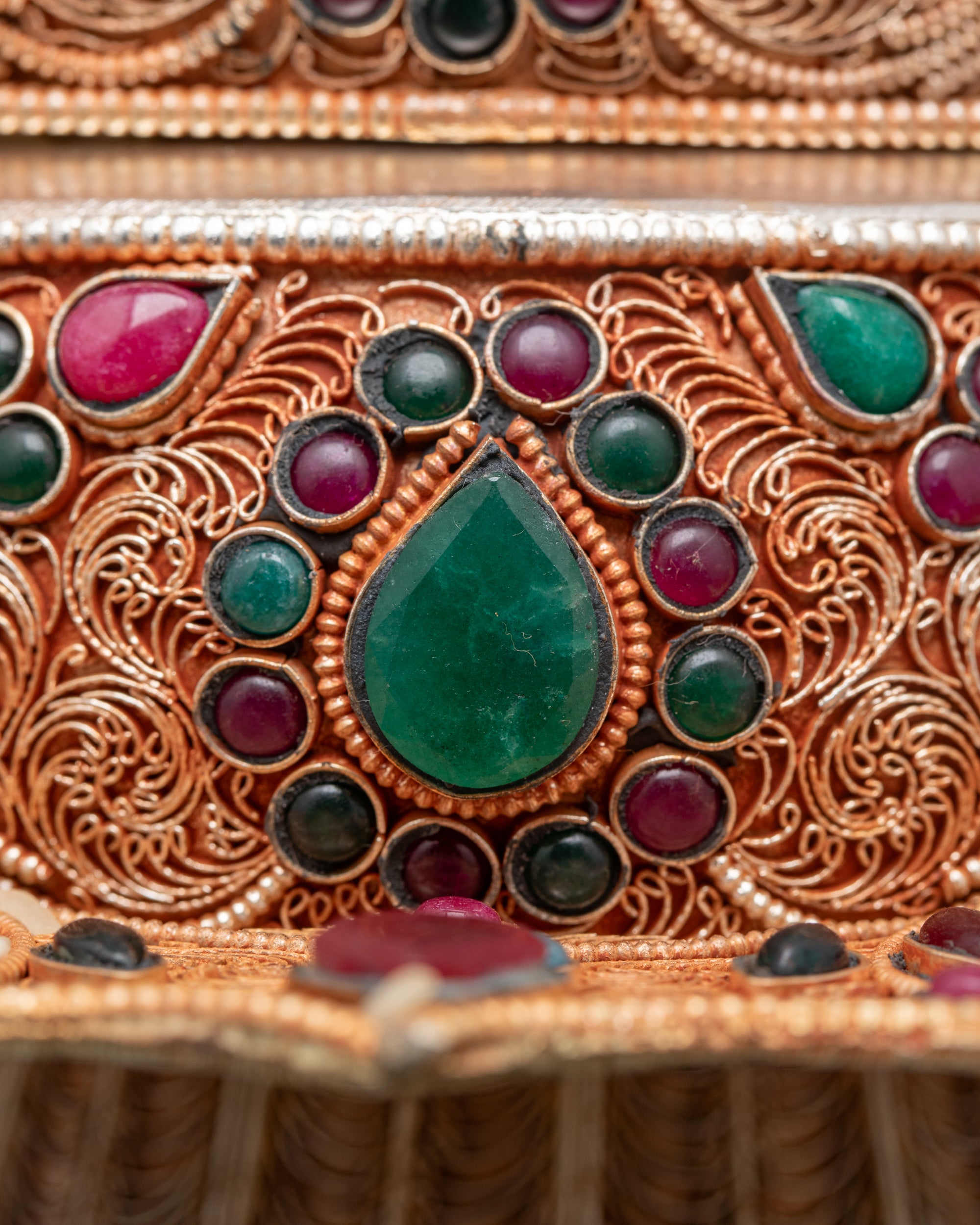 Back view of 6" Tibetan Ratna Mandala highlighting detailed craftsmanship