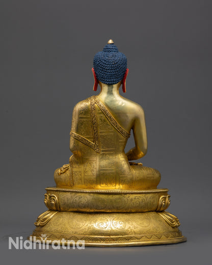 Back view of Amitabha Buddha Statue highlighting double-layered lotus seat and details