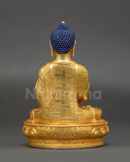 Back view of Amitabha Buddha sculpture revealing detailed craftsmanship and spiritual artistry