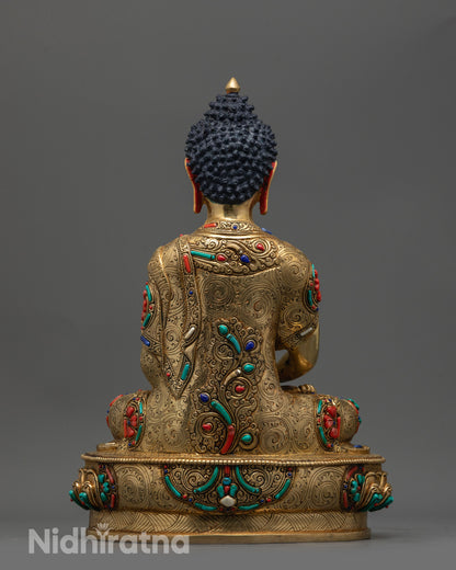 Back view of Amitabha Buddha statue displaying detailed craftsmanship and smooth surface